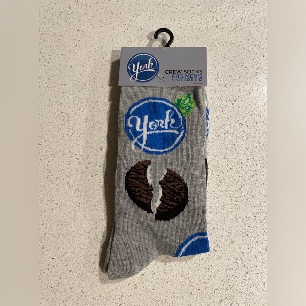 York mint novelty Men's Crew Socks gray size 6-12 - Picture 2 of 3